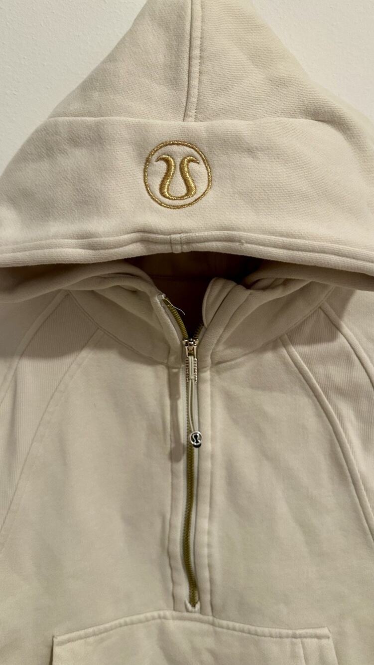 Lululemon Women's Scuba Half-Zip Cropped Sweatshirt Hoodie Cream, Size XS/S